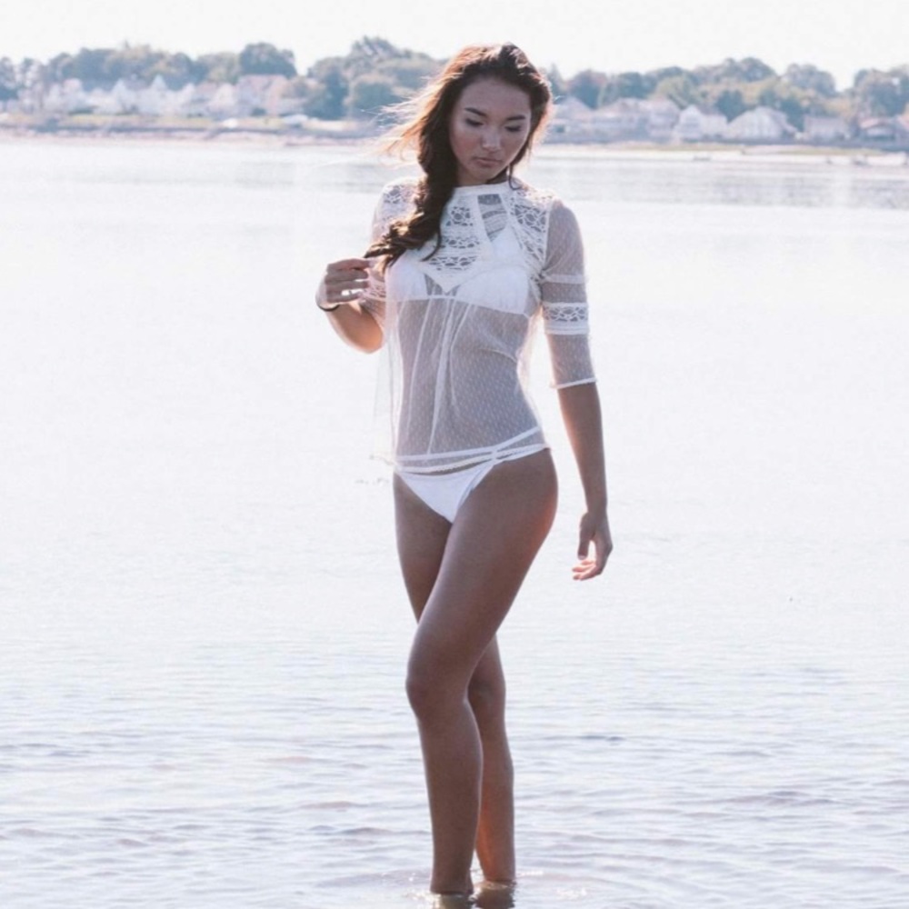 Delicate sheer lace blouse